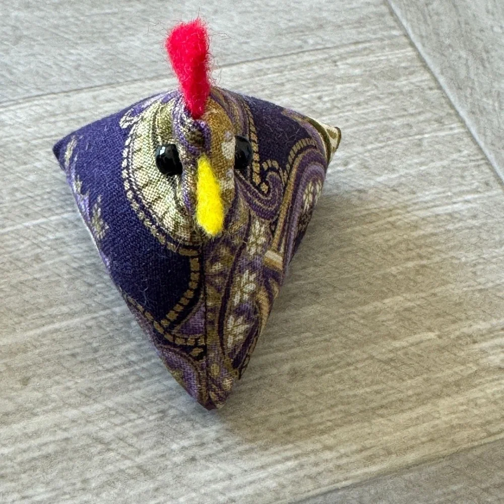 Handmade Fabric Chicken Bean Bag Set Blue Floral Purple Paisley Pattern Weights